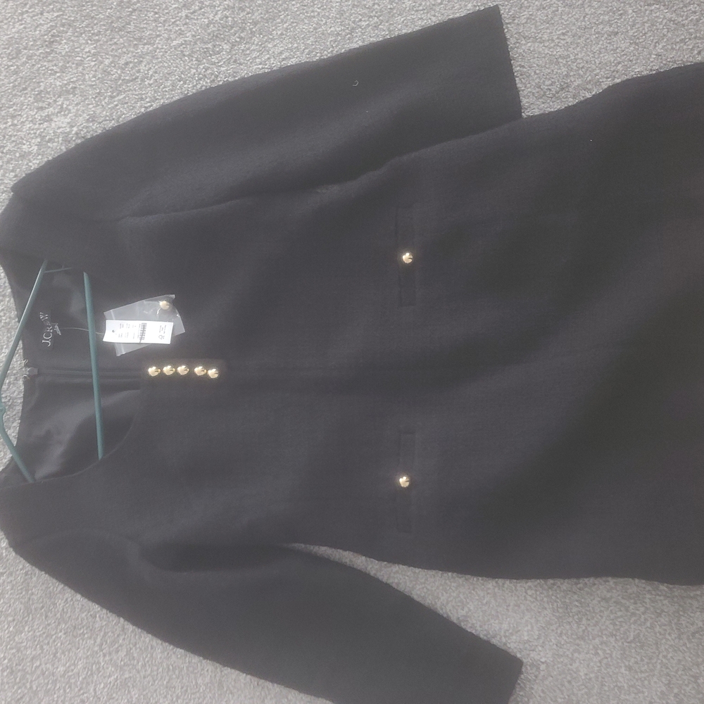 J. Crew Black Tweed Dress with Gold Buttons NWT